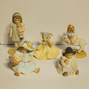 Set of Five Vintage Jan Hagara Mini Figurines: Bonnie's Bear, Cloud, Mattie Doll